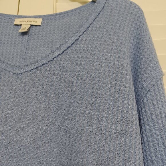 Vintage America Blue Waffle Knit‎ Thermal Tee Medium - Picture 3 of 9